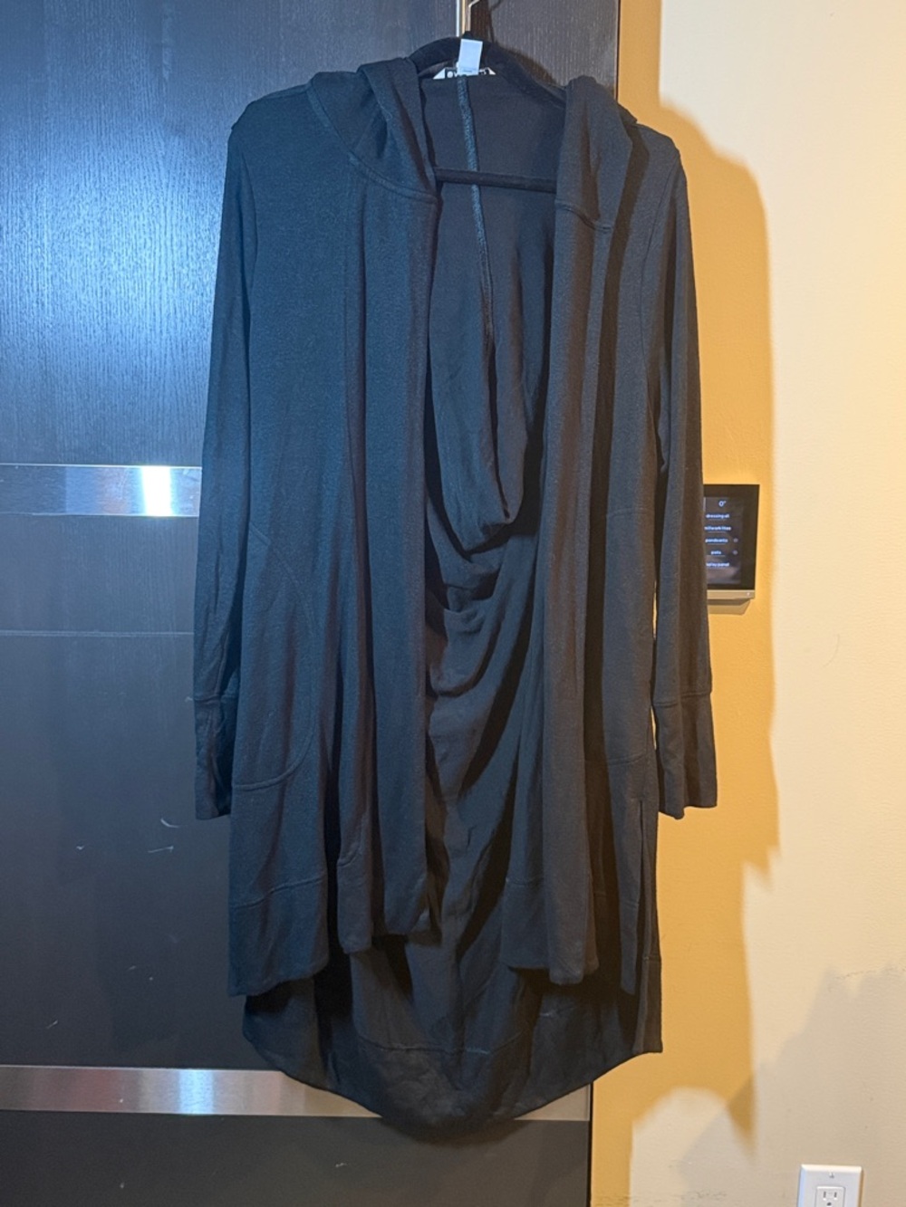 Athleta Black Hooded Open Cardigan